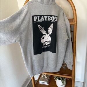 PLAYBOY Black and Gray Graphic Sweatshirt